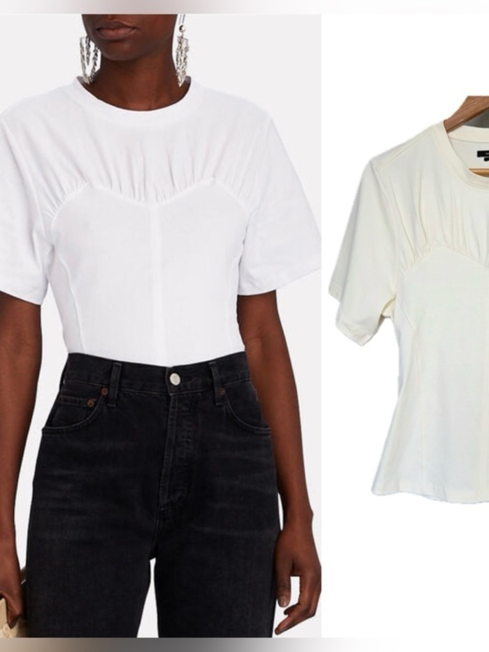 Isabel Marant NWOT Zazie Bustier-Detail Beige Cotton T-Shirt M
